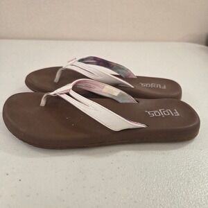 Flojos Womens Brown White Tie Dye Split Strap Flip Flop Sandals Size 6